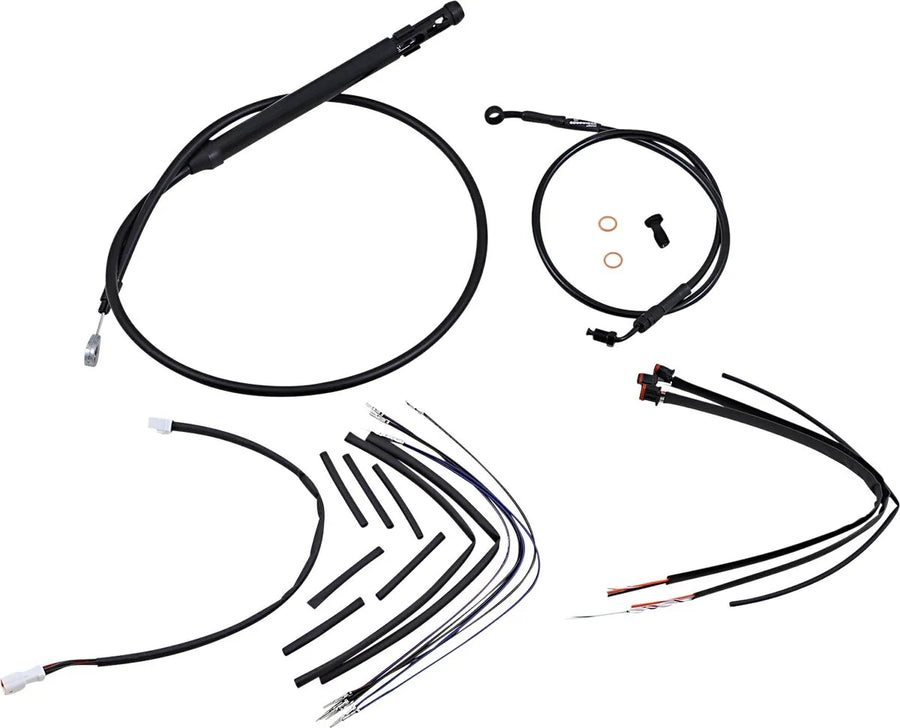 harley davidson softail street bob fxbb [BURLY BRAND] - Complete Black Vinyl Handlebar Cable/Line Kit for Ape Hangers