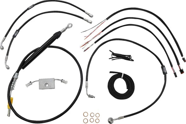 Harley Davidson Fxdrs 114 [LA CHOPPERS] – Komplettes Schwarzes Vinyl-Geflochtenes Lenkerzug-/Bremsleitungs-Kit