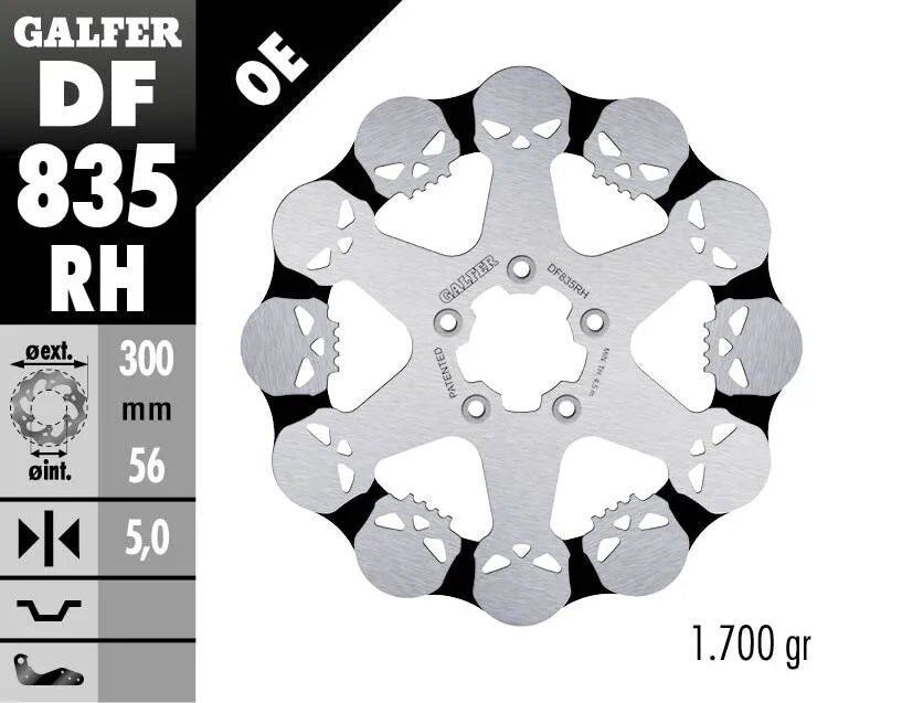 Harley-Davidson Vrscaw 1250 V Rod [2008, 2009-2010, 2010, 2009] - Fixed brake disc Skull - Image 2