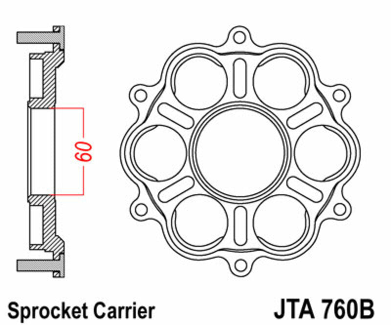 Ducati Multistrada 1200 [JT SPROKETS] - Rear sprocket carrier - 6 silent blocks Ducati