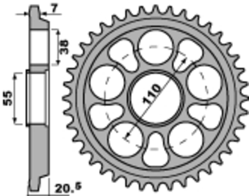 Ducati Monster 1100 [PBR] - Kettenrad Aluminium verstärkt - 525