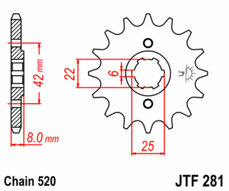 Honda XL 500 R [JT Sprockets] - Standard steel pinion at the front