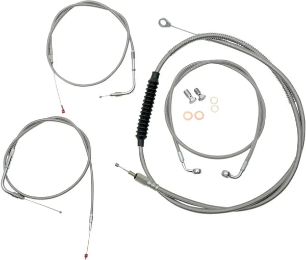 Harley Davidson Flst [LA CHOPPERS] – Standard Edelstahl-ummanteltes Lenkerzug-/Bremsleitungskit