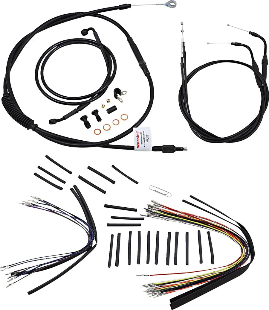harley davidson flstc [BURLY BRAND] – Komplettes Schwarzes Vinyl-Lenkerzug-/Leitungskit für Ape Hanger