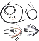 Harley Davidson Fxdwg [BURLY BRAND] – Komplettes schwarzes Vinyl-Lenkerzug/-Leitungsset für Ape Hanger