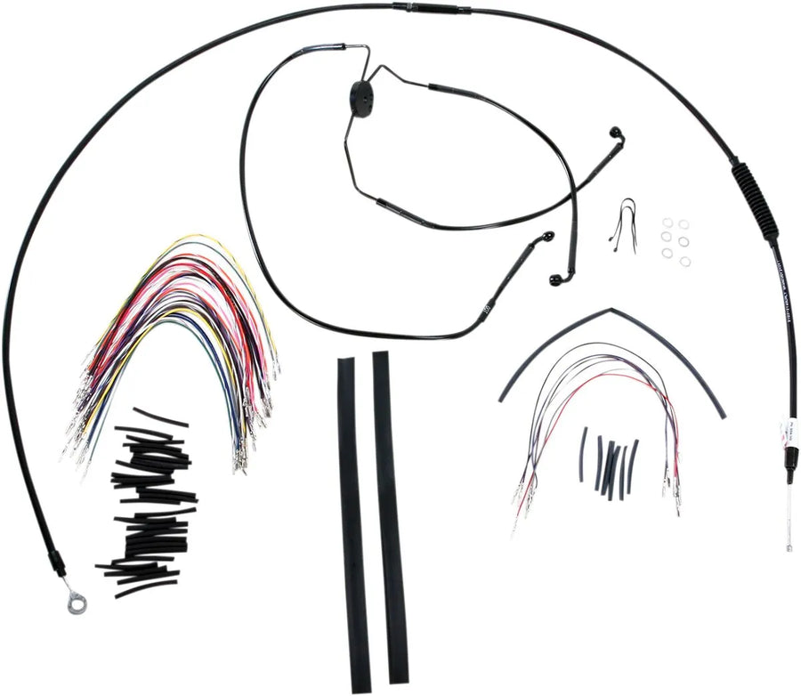 harley davidson flhtcu [BURLY BRAND] – Komplettes Schwarzes Vinyl-Lenkerzug-/Leitungskit für Ape Hanger