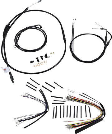 harley davidson flstc [BURLY BRAND] – Komplettes Schwarzes Vinyl-Lenkerzug-/Leitungskit für Ape Hanger - 0