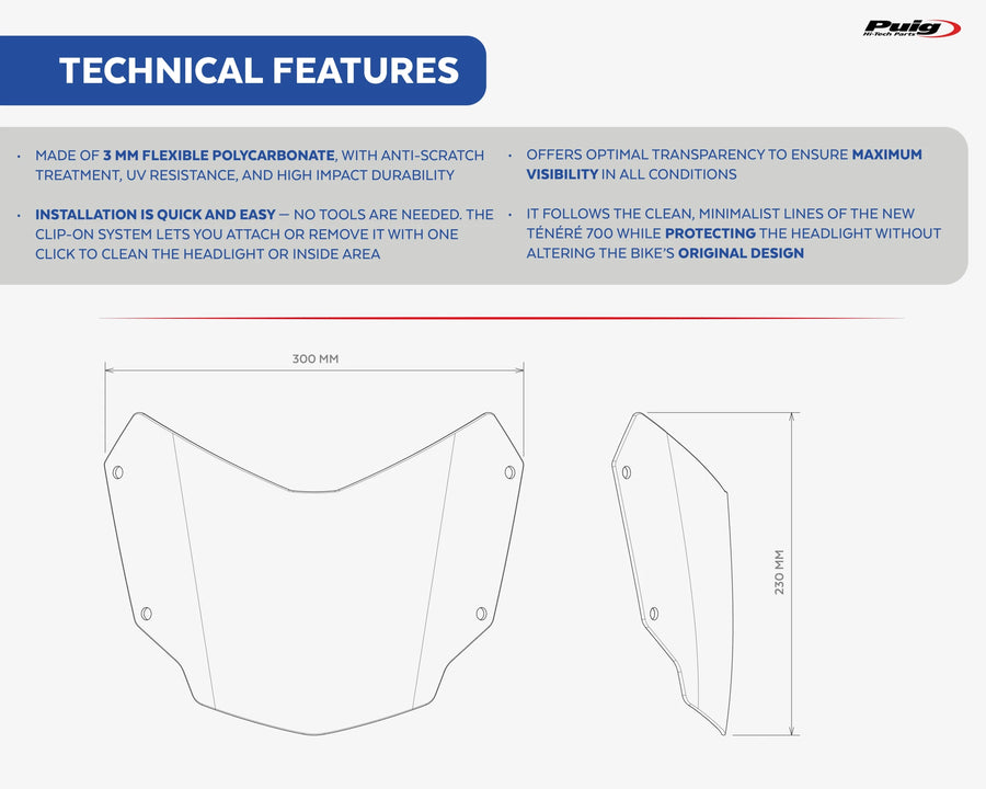 YAMAHA TENERE 700 EXPLORE EDITION [2025] – Headlight protector – Transparent