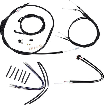 harley davidson sportster 883 iron xl [BURLY BRAND] – Komplettes schwarzes Vinyl-Lenkerzug-/Leitungskit für Ape Hangers