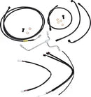 Harley Davidson Flhx [BURLY BRAND] – Komplettes schwarzes Vinyl-Lenkerzug/-Leitungsset für Ape Hanger