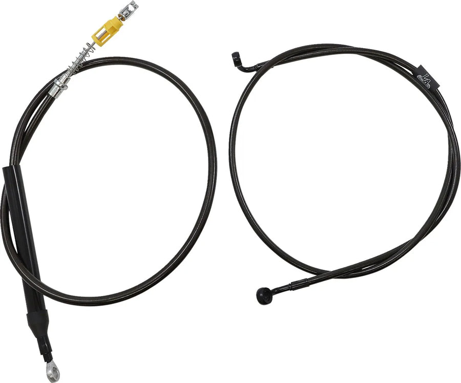 harley davidson flfb [LA CHOPPERS] - Complete Midnight Braided Handlebar Cable/Brake Line Kit