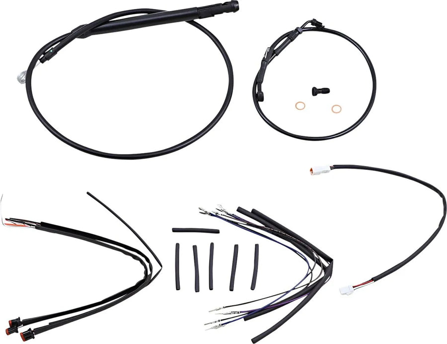 harley-davidson street bob [BURLY BRAND] - Complete Black Vinyl Handlebar Cable/Line Kit for Ape Hangers