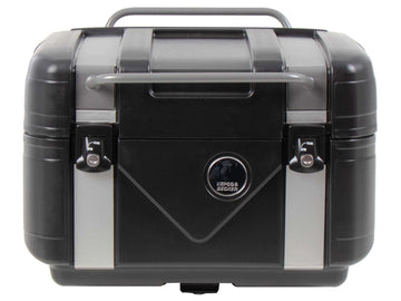 Topcase [Hepco & Becker] - Gobi Black Edition mit silbernen Inlays – für Topcaseträger