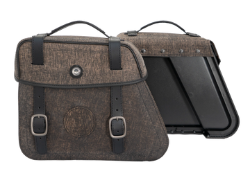 Motorcycle bag [Hepco & Becker] - leather bag set Rugged Cutout 19 L incl. quick release - cutout