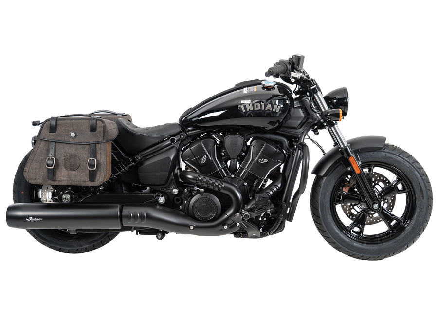 Indian 101 Scout [2025-2026] - Set: Ledertaschenhalter Cutout schwarz inkl. Rugged Ledertaschen braun