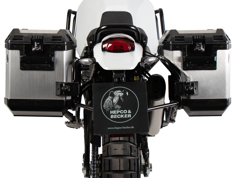 Ducati DesertX Rally [2024-2026] - Kofferträgerset Cutout schwarz inkl. Xplorer Cutout silber Kofferset