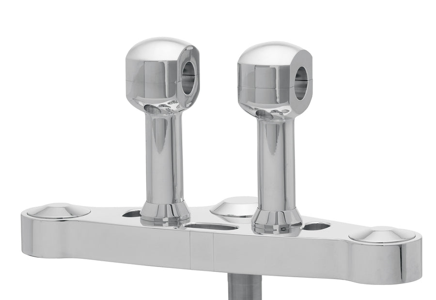 Aluminum riser for handlebars with 25-aluminum risers for handlebars with 25.4 mm (1 ′) Ø, 100 mm high, polished. With 1/2 ″ UNC thread.