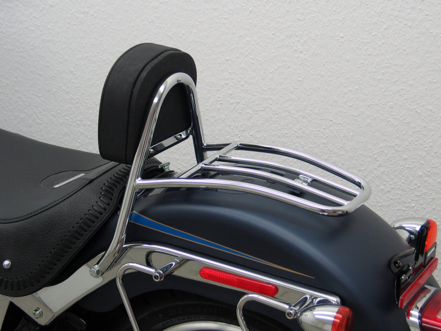 Harley Davidson Softail (Twin Cam 96b) Fat Boy (FLSTF/FLSTFI) 2012-2017 [2012-2017]-driver Sissy bar with pillows and luggage rack