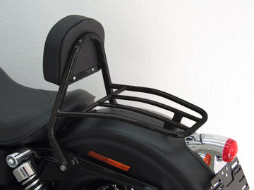Harley Davidson Dyna Street Bob (FXDB) 2009-2013 [2009-2013]-driver Sissy bar with pillows and luggage rack, black