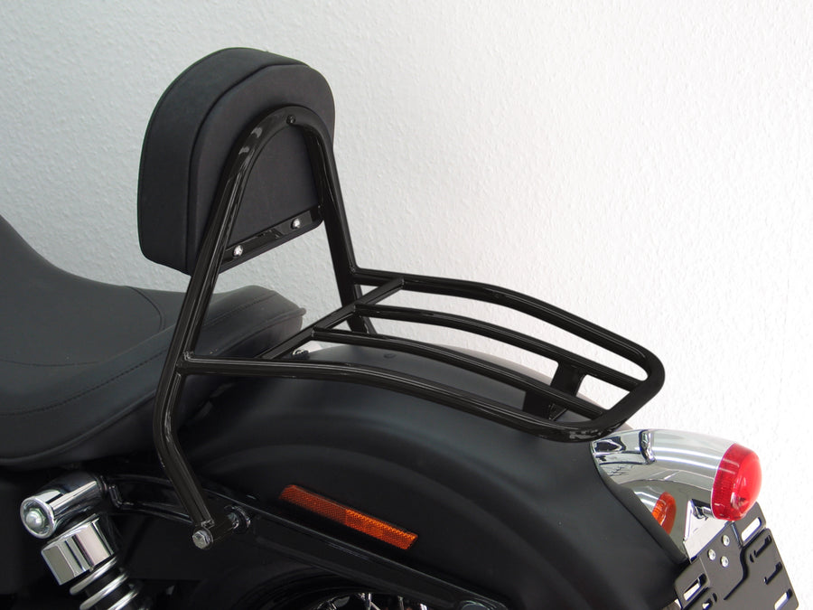 Harley Davidson Dyna Street Bob (FXDB) 2009-2013 [2009-2013]-driver Sissy bar with pillows and luggage rack, black