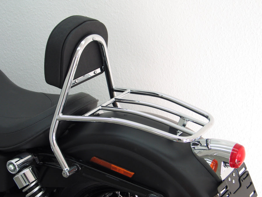 Harley Davidson Dyna Street Bob (FXDB) 2009-2013 [2009-2013] - Rider Sissy Bar with Cushion and Luggage Rack