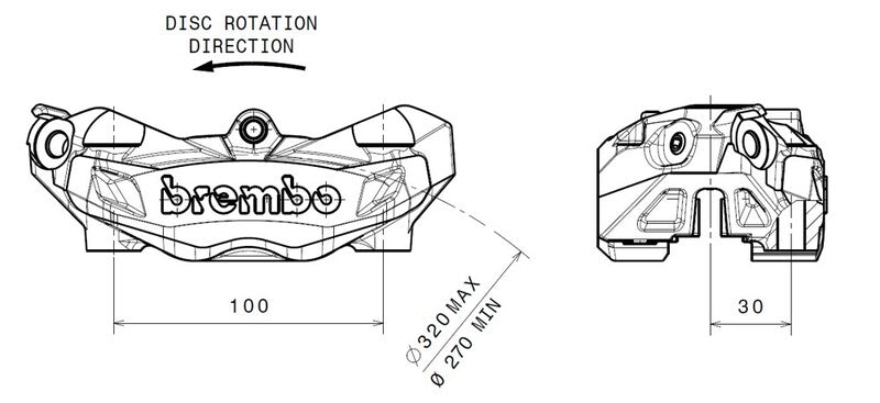 Bmw R Ninet Urban G [BREMBO] - M4 Bremssattel vorne links Titan Ø32mm