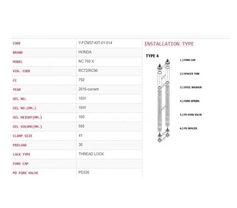 Honda Nc 750 [YSS] - Upgrade kit fork - Sport