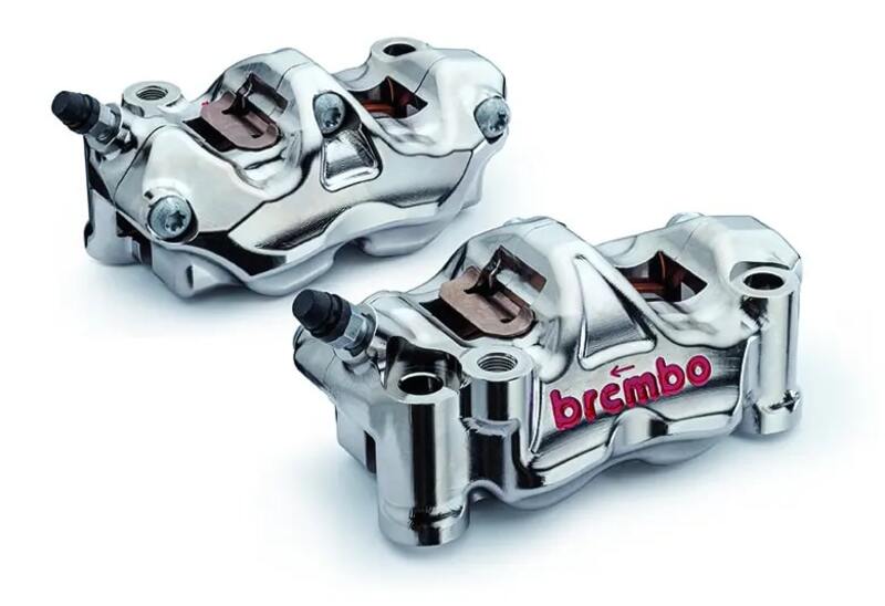 Ducati Hypermotard 939 [BREMBO RACING] - Paar GP4RX - 1mm Bremssättel (CNC-gefräst - verchromt) (mit Belägen)