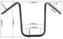 Honda Vt 750 [HIGHWAY HAWK] - Bad Hawk 1 inch handlebar with 3 holes, 845mm wide 370mm high, chrome