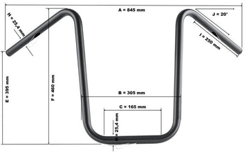 Harley Davidson Sportster 883 Iron XL 883 N [HIGHWAY HAWK] - Bad Hawk 1 inch handlebar with 3 holes, 845mm wide 370mm high, chrome - 0
