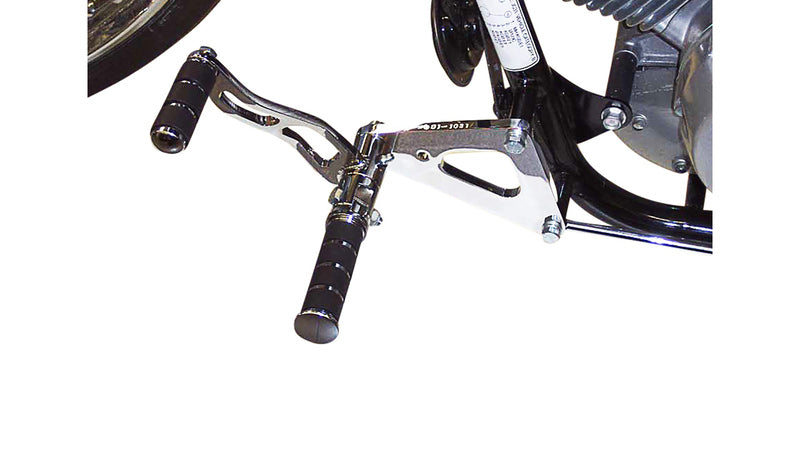 Honda Vt 125 [BURCHARD EXCELLENCE] - forward footrest system with ABE, +16 cm, Honda VT 125 Shadow, Ness milled, chrome