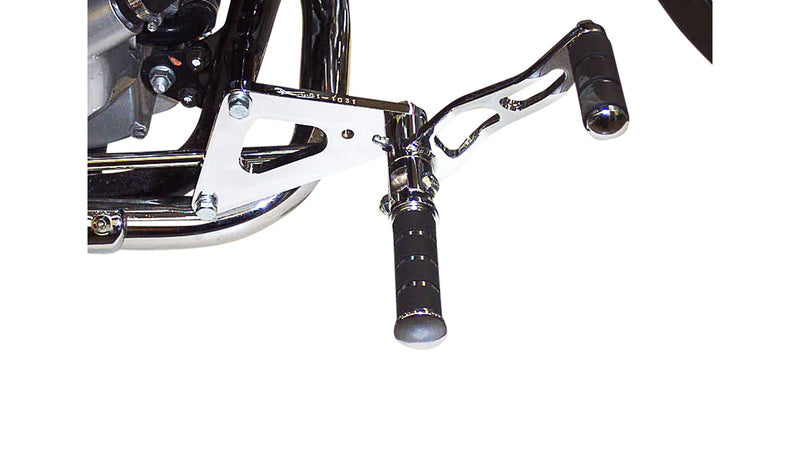 Honda Vt 125 [BURCHARD EXCELLENCE] - forward footrest system with ABE, +16 cm, Honda VT 125 Shadow, Ness milled, chrome