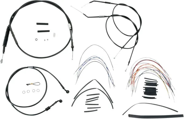 Harley Davidson Nightster [BURLY BRAND] – Komplettes schwarzes Vinyl-Lenkerzug/-Leitungsset für Ape Hanger