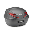 B39N Monolock® Topcase mit Platte – Volumen 39 Liter, mit roten Reflektoren