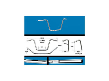 Harley Davidson Sportster [1982-2020]-12 Ape Hanger handlebar with dents, chrome-plated - 0