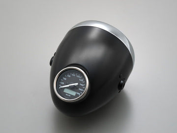 Harley Davidson - Vintage 5 3/4 "Headlight black powder -coated H4 - 0