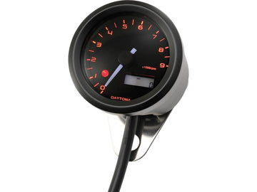 Harley Davidson – Velona Tachometer 48 mm, Edelstahl Schwarz Lackiert Tachometer - 0