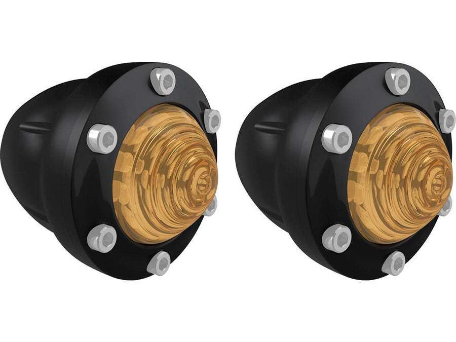 Harley Davidson – Tracker LED Blinker Schwarz Glanz Bernsteinfarbene LED
