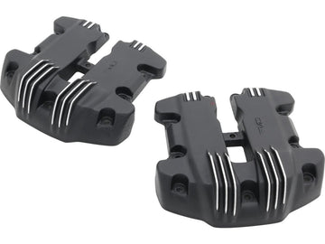 Harley Davidson Softail [2018-2024]-ribbed rocker box cover black cut