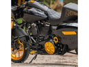 Harley Davidson Touring [2016-2024] – 10-Gauge Derby-Abdeckung Gold Eloxiert-1
