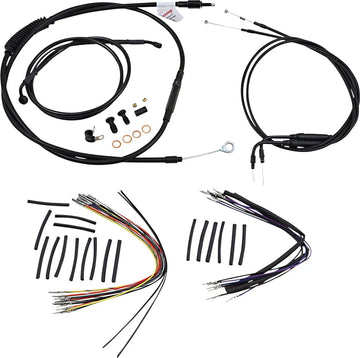 harley davidson flst [BURLY BRAND] - Complete Black Vinyl Handlebar Cable/Line Kit for Ape Hanger - 0