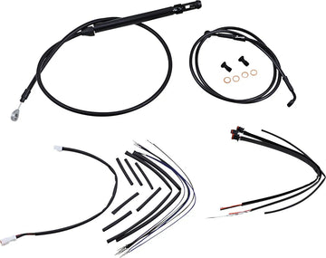 harley davidson softail street bob fxbb [BURLY BRAND] – Komplettes schwarzes Vinyl-Lenkerzug-/Leitungskit für Ape Hangers