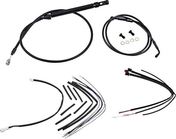 Harley Davidson FX [BURLY BRAND] – Komplettes schwarzes Vinyl-Lenkerzug/-Leitungsset für Ape Hanger