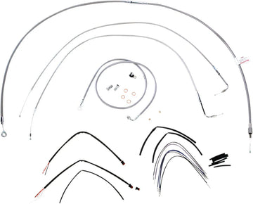 harley davidson flstc [BURLY BRAND] - Complete stainless steel handlebar cable/brake line kit