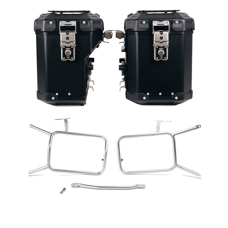 BMW R nineT 1200 Urban G/S (hoher Auspuff) [2017-2023] - Atlas Aluminium-Seitenkoffer-Set 48L+41L + Rahmen für Taschen aus Aluminium Atlas NineT