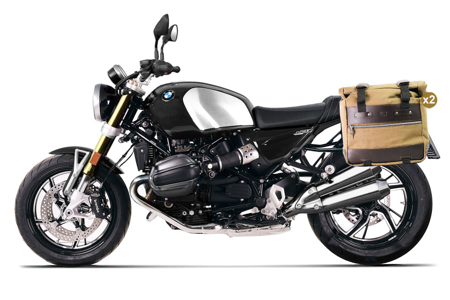 BMW R 12 nineT [2024-2026] - Paar Cult-Seitentaschen Canvas 40L - 50L + Paar Aluminiumplatten + Rahmen für Aluminiumtaschen