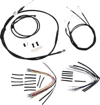 Harley Davidson Fxdwg [BURLY BRAND] – Komplettes schwarzes Vinyl-Lenkerzug/-Leitungsset für Ape Hanger