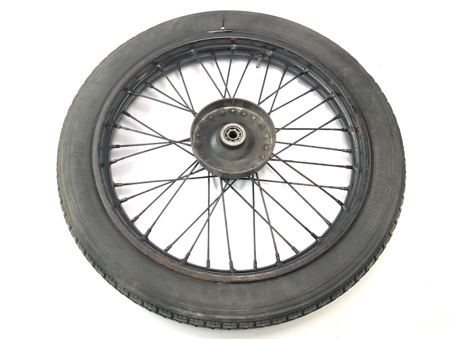 DKW NZ 250 [1938] - Front wheel with spokes and hub.