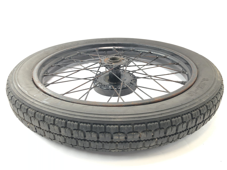 DKW NZ 250 [1938] - Front wheel with spokes and hub.