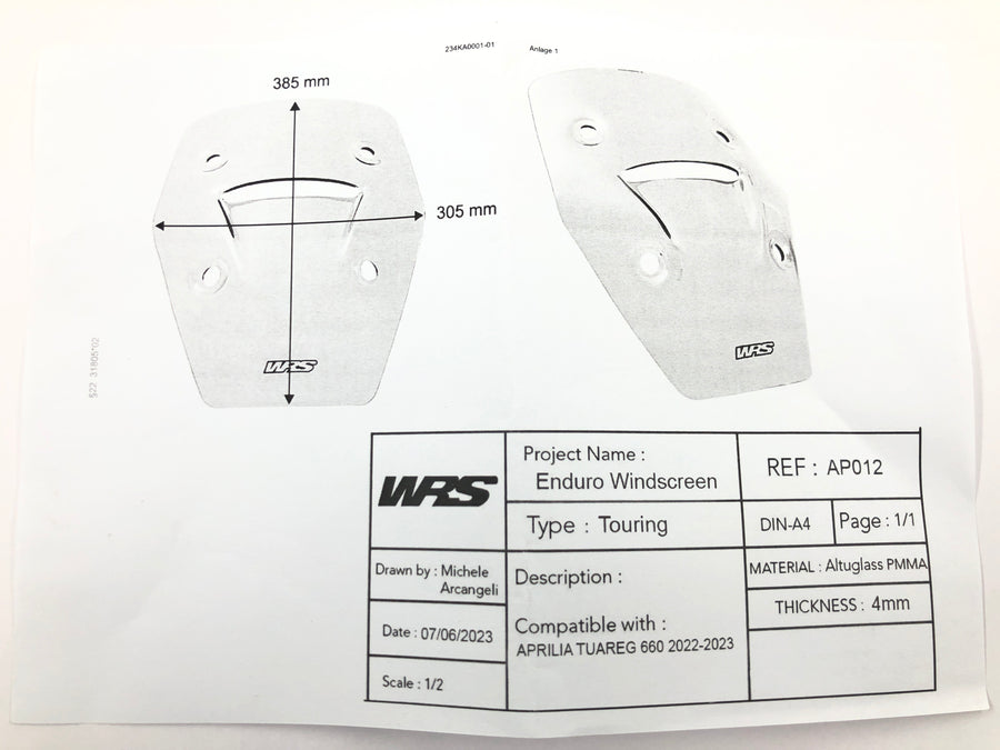 Aprilia Tuareg 660 - WRS Windshield Touring tinted